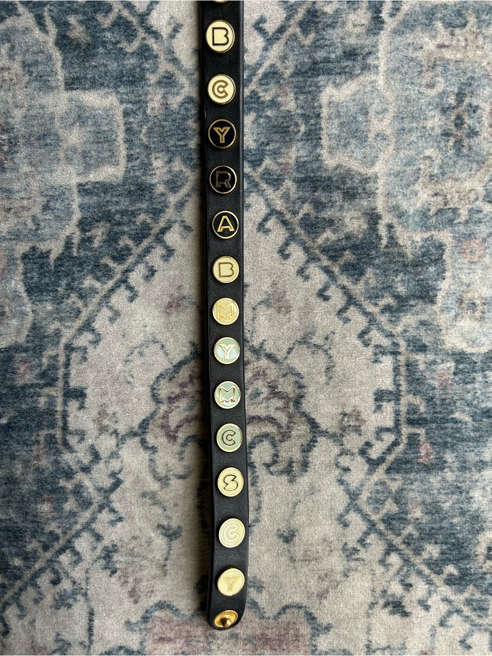 Marc by Marc Jacobs Gold & Black Enamel Spell Out Leather Bracelet/Choker - Picture 4 of 8